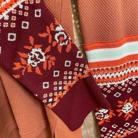 Free People Boho Long Sleeve Mikah Layering Sweater Autumn Combo Small NWT - Picture 4 of 8